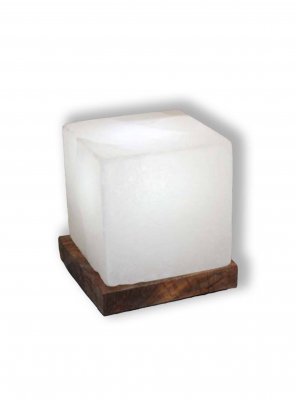 Saltkristallampa Kub Vit H.12cm B.10cm