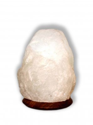 Saltkristalllampa VIT 2-3 kg Träfot